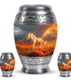 Horse Theme Large Urn With 2 Keepsake Urn