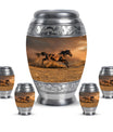 Horse Theme Large Urn With 4 Keepsake Urn