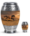 Horse Theme Large Urn With 1 Keepsake Urn