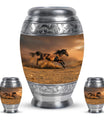 Horse Theme Large Urn With 2 Keepsake Urn