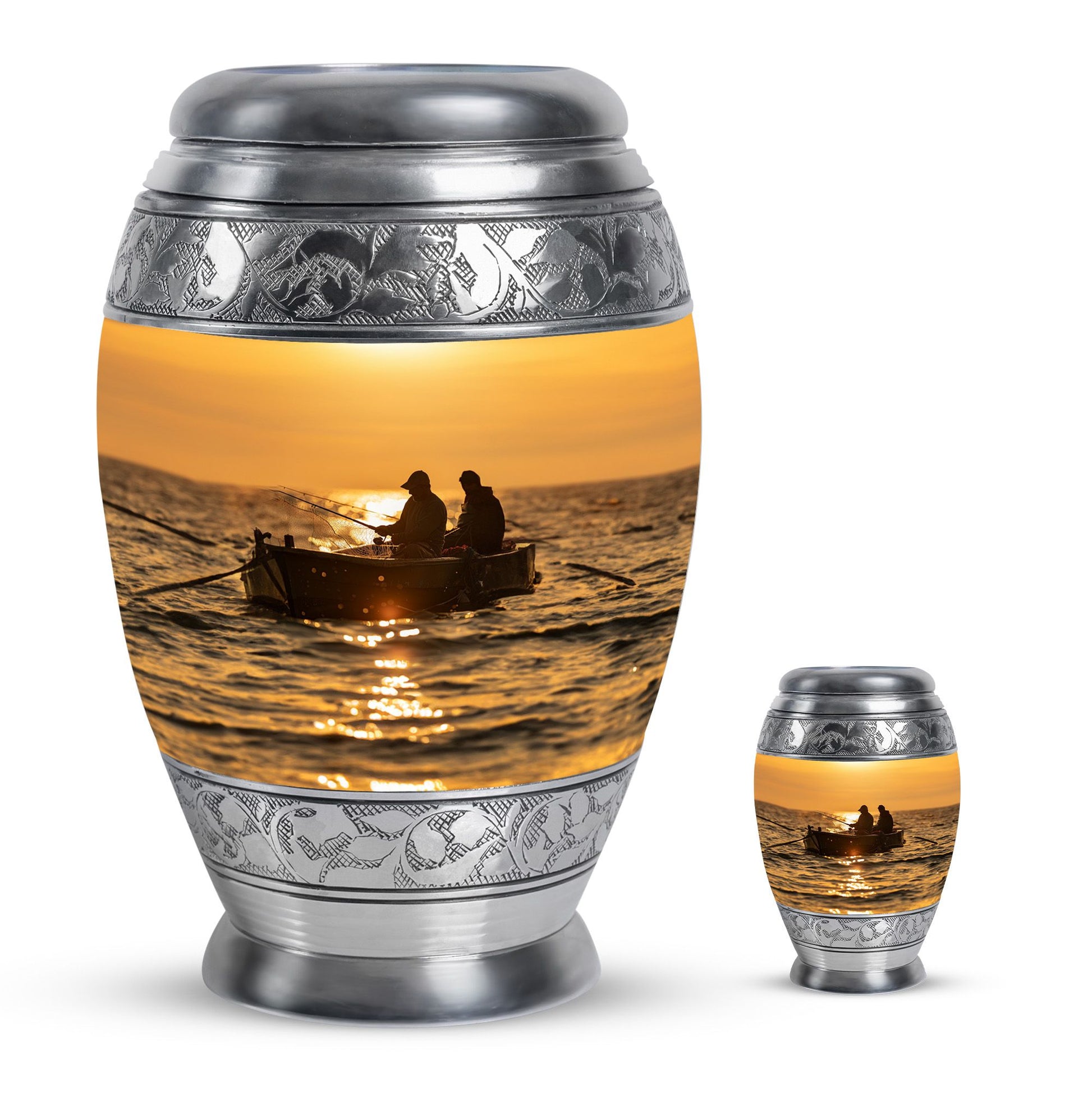 Fishing Theme Large Urn With 1 Keepsake Urn