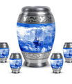 Fishing Theme Large Urn With 4 Keepsake Urn