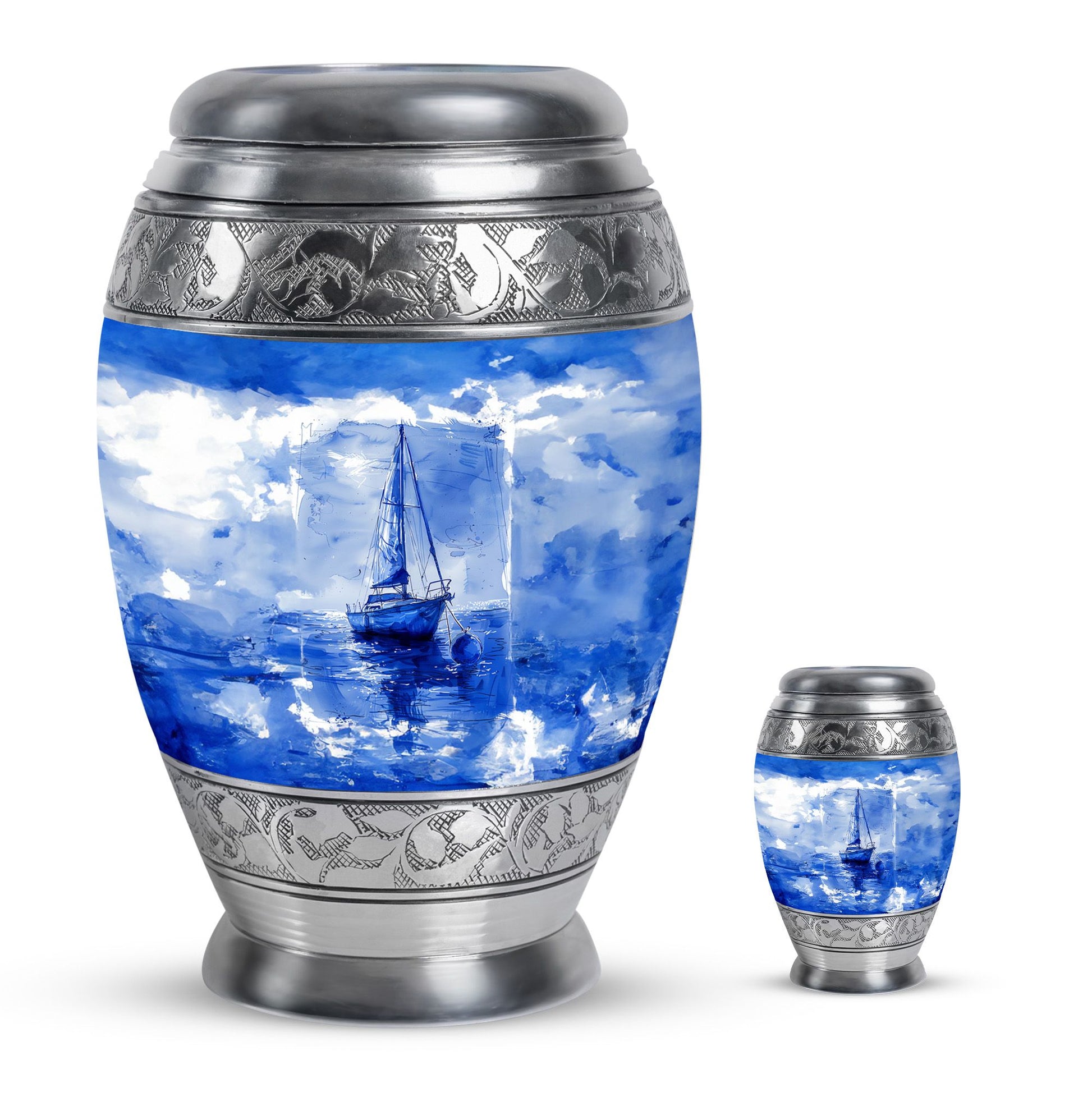 Fishing Theme Large Urn With 1 Keepsake Urn