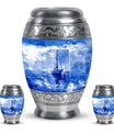 Fishing Theme Large Urn With 2 Keepsake Urn