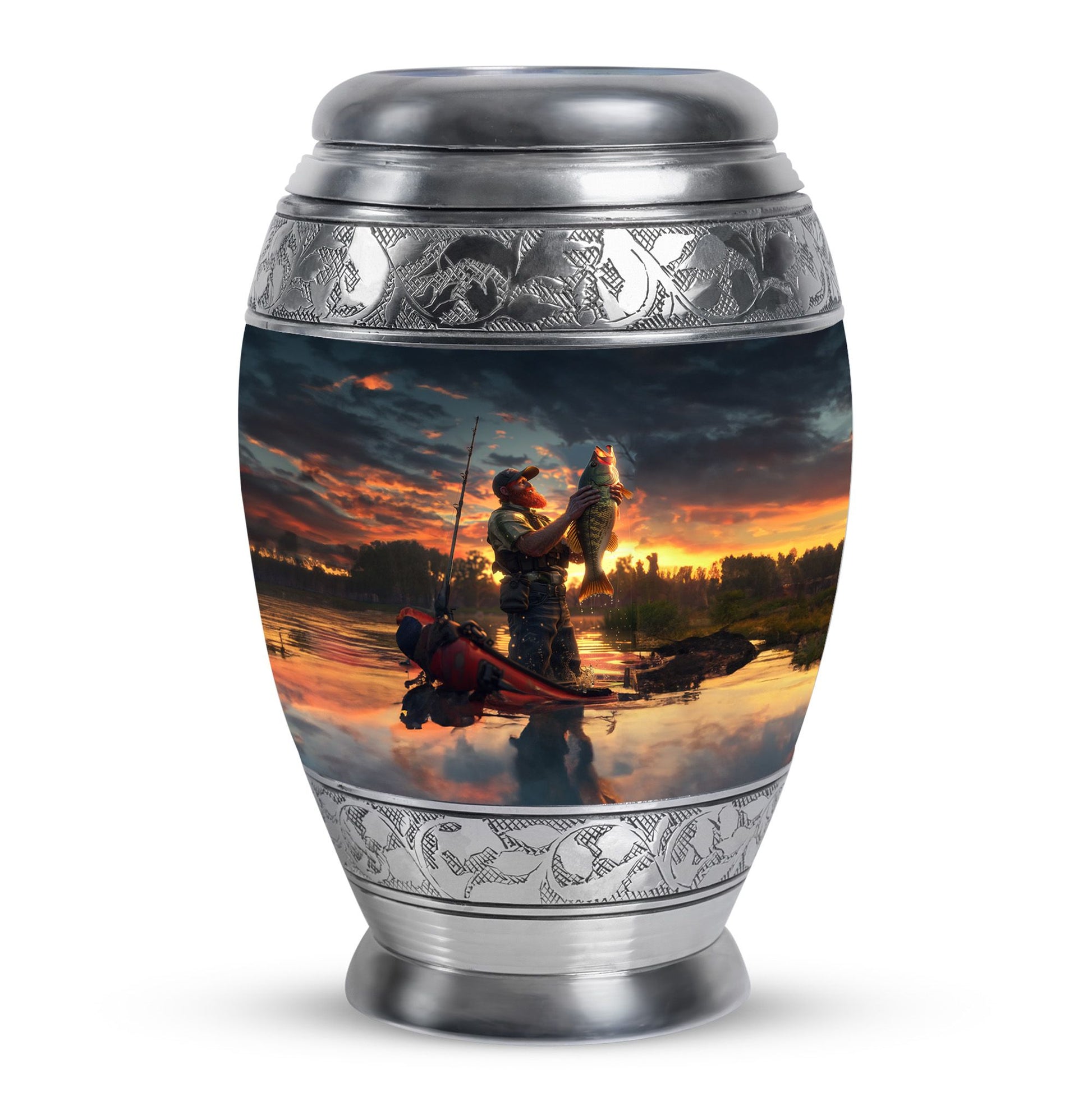 Fishing Theme Large Urn 10 Inch