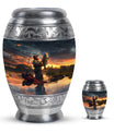 Fishing Theme Large Urn With 1 Keepsake Urn