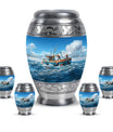 Fishing Theme Large Urn With 4 Keepsake Urn