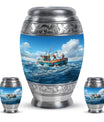 Fishing Theme Large Urn With 2 Keepsake Urn