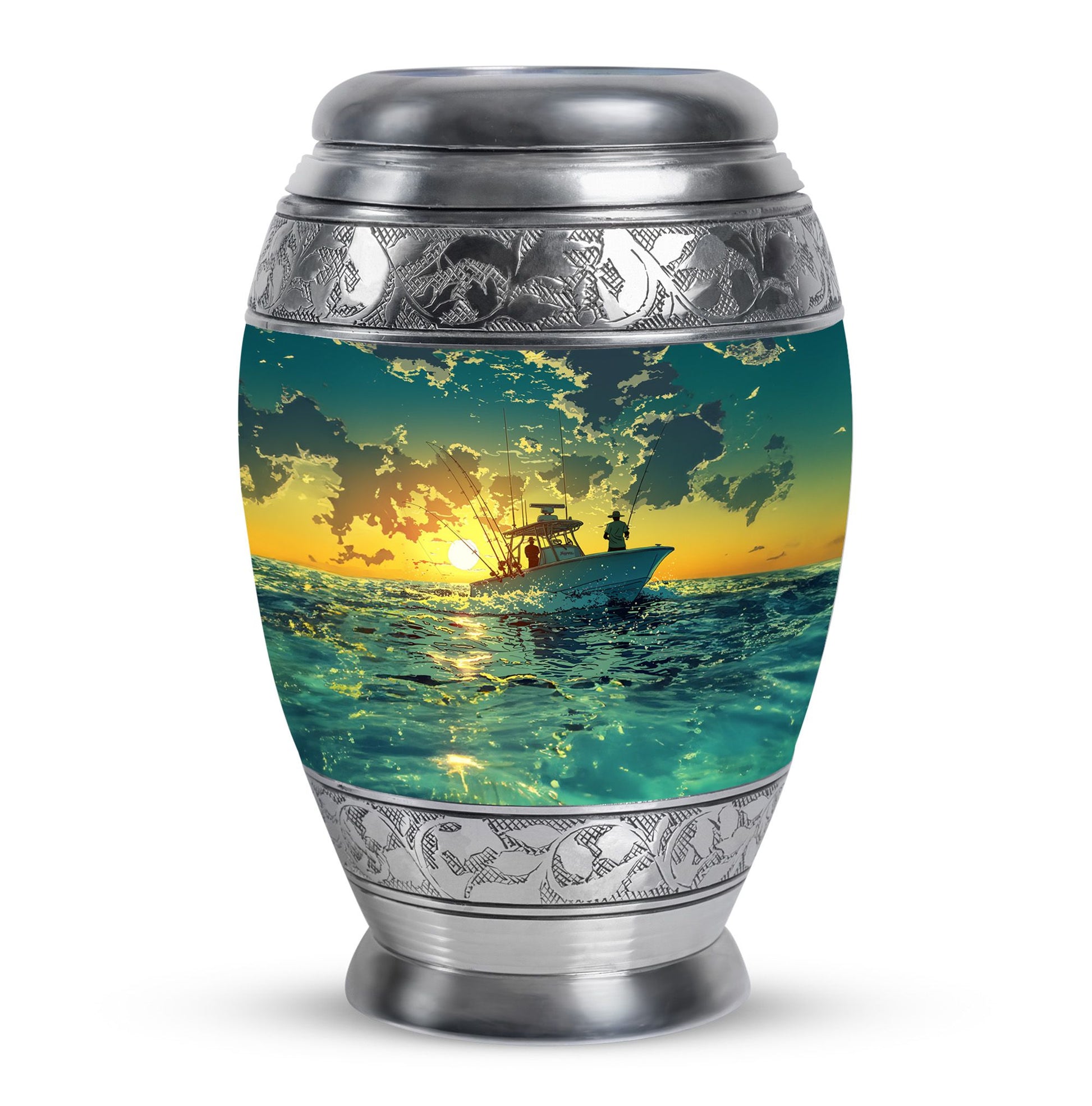 Fishing Theme Large Urn 10 Inch