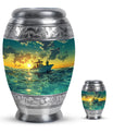Fishing Theme Large Urn With 1 Keepsake Urn