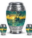 Fishing Theme Large Urn With 2 Keepsake Urn