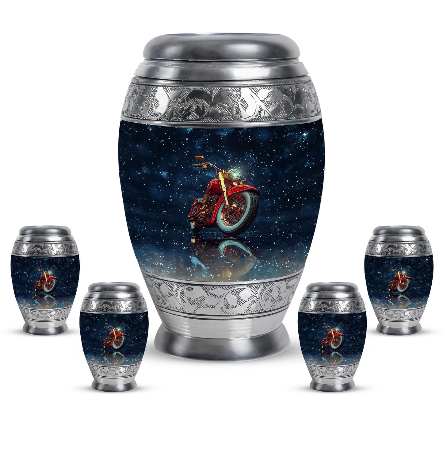 Fishing Theme Large Urn With 4 Keepsake Urn