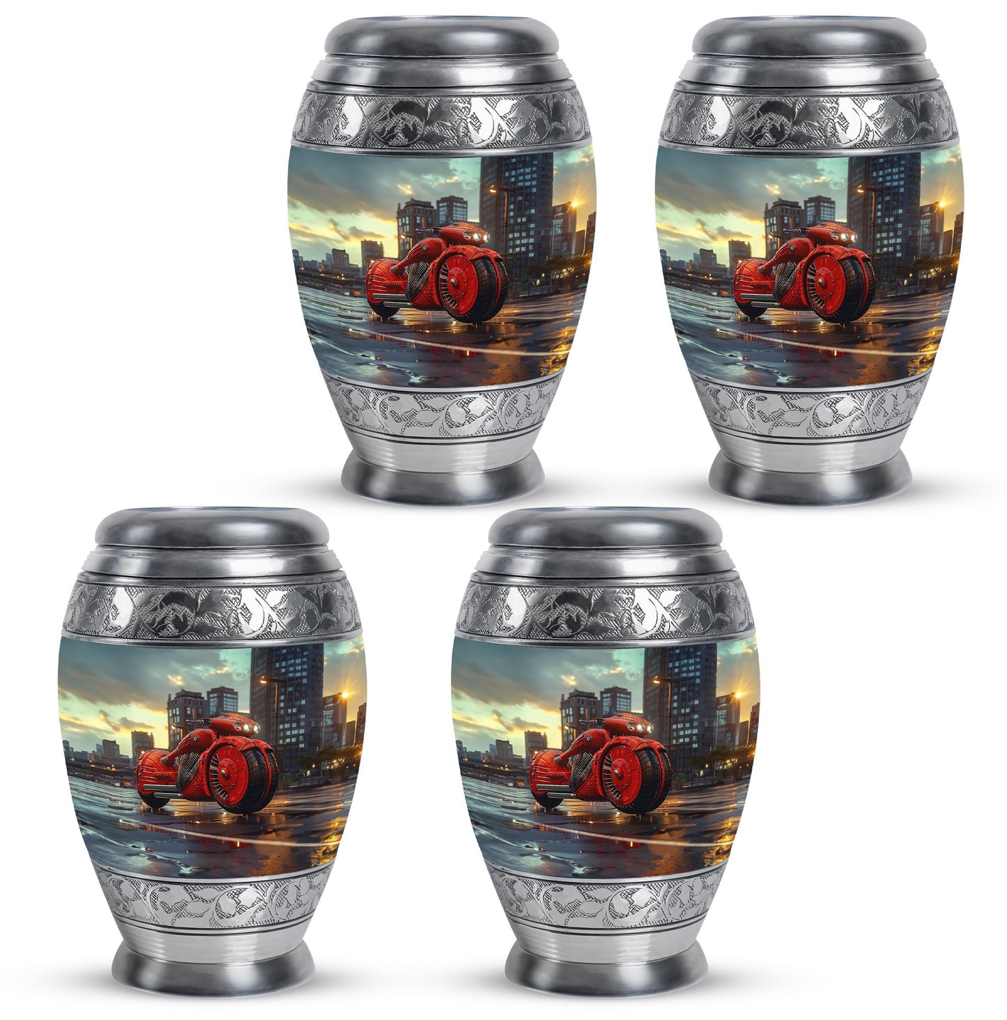 Motorcycle Theme 3 Inch Keepsake Pack of 4