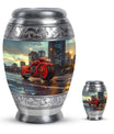 Motorcycle Theme Large Urn With 1 Keepsake Urn