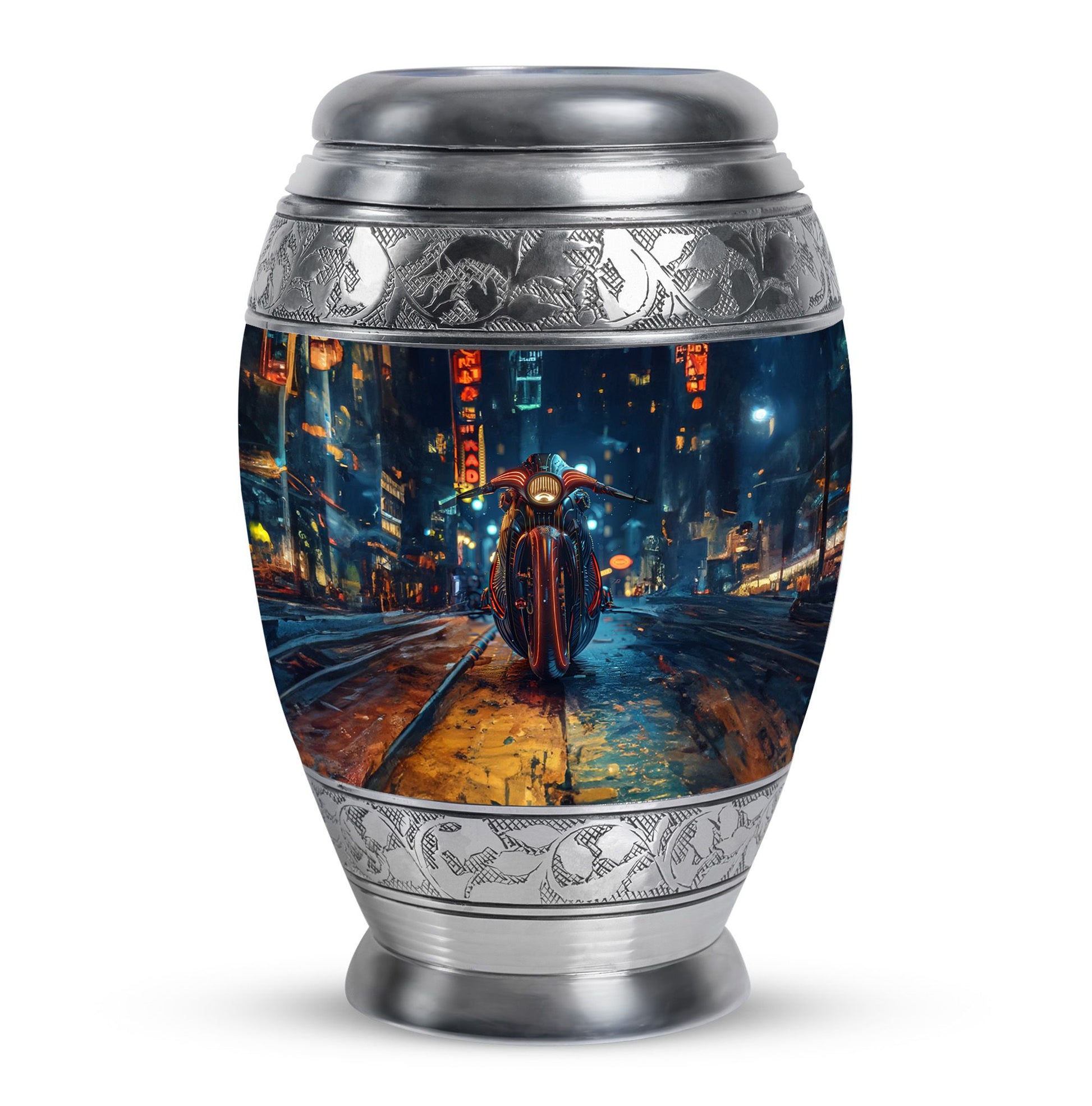 Motorcycle Theme Large Urn 10 Inch