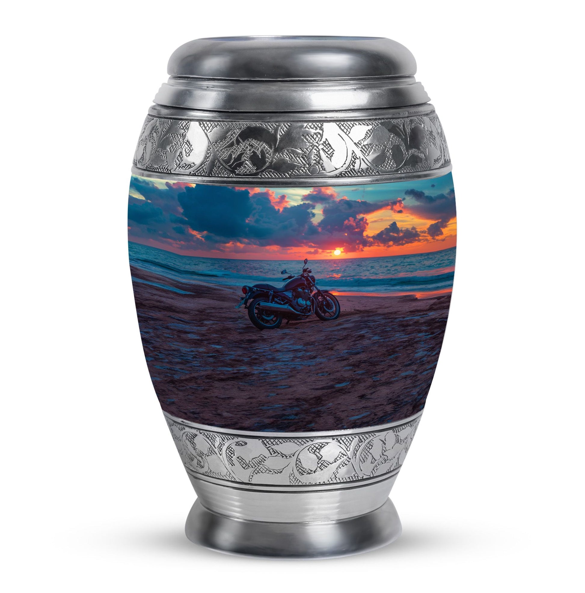 Motorcycle Theme Large Urn 10 Inch