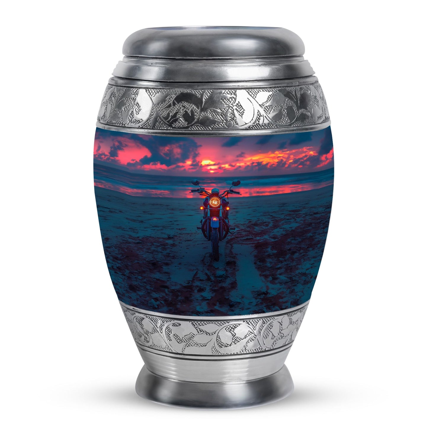 Motorcycle Theme Large Urn 10 Inch