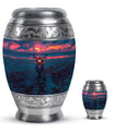Motorcycle Theme Large Urn With 1 Keepsake Urn