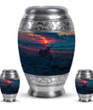 Motorcycle Theme Large Urn With 2 Keepsake Urn