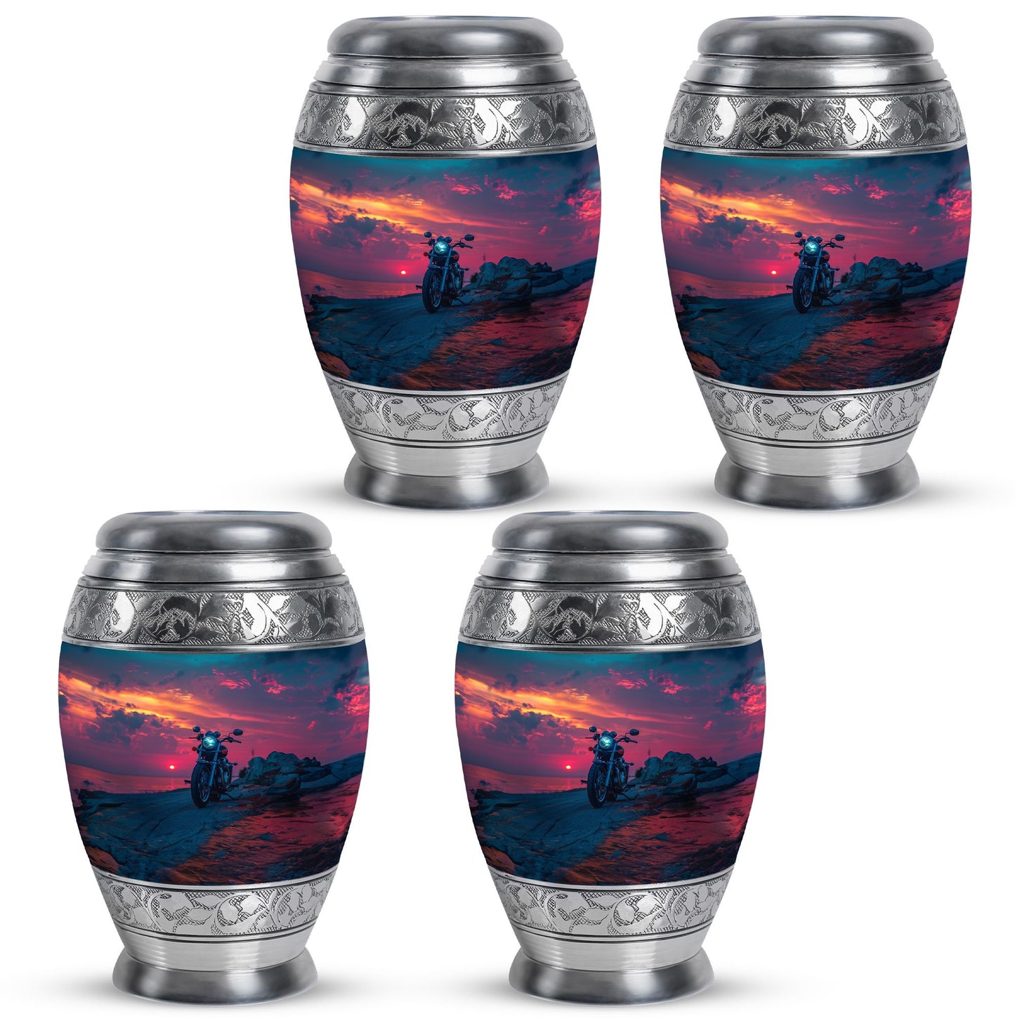 Motorcycle Theme 3 Inch Keepsake Pack of 4
