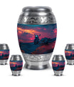 Motorcycle Theme Large Urn With 4 Keepsake Urn