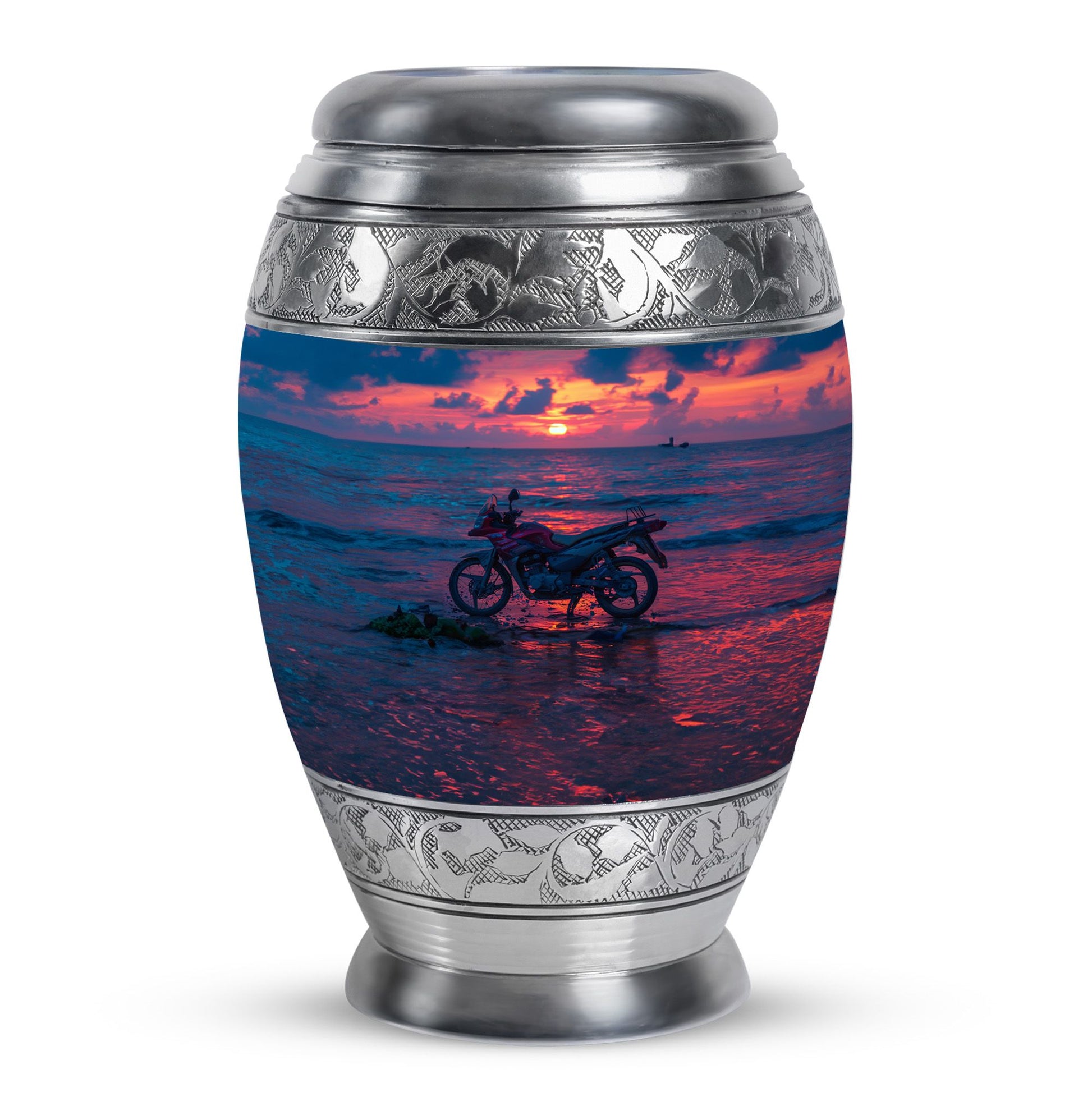 Motorcycle Theme Large Urn 10 Inch