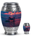 Motorcycle Theme Large Urn With 1 Keepsake Urn