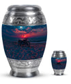 Motorcycle Theme Large Urn With 1 Keepsake Urn