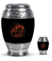 Motorcycle Theme Large Urn With 1 Keepsake Urn