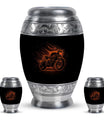 Motorcycle Theme Large Urn With 2 Keepsake Urn