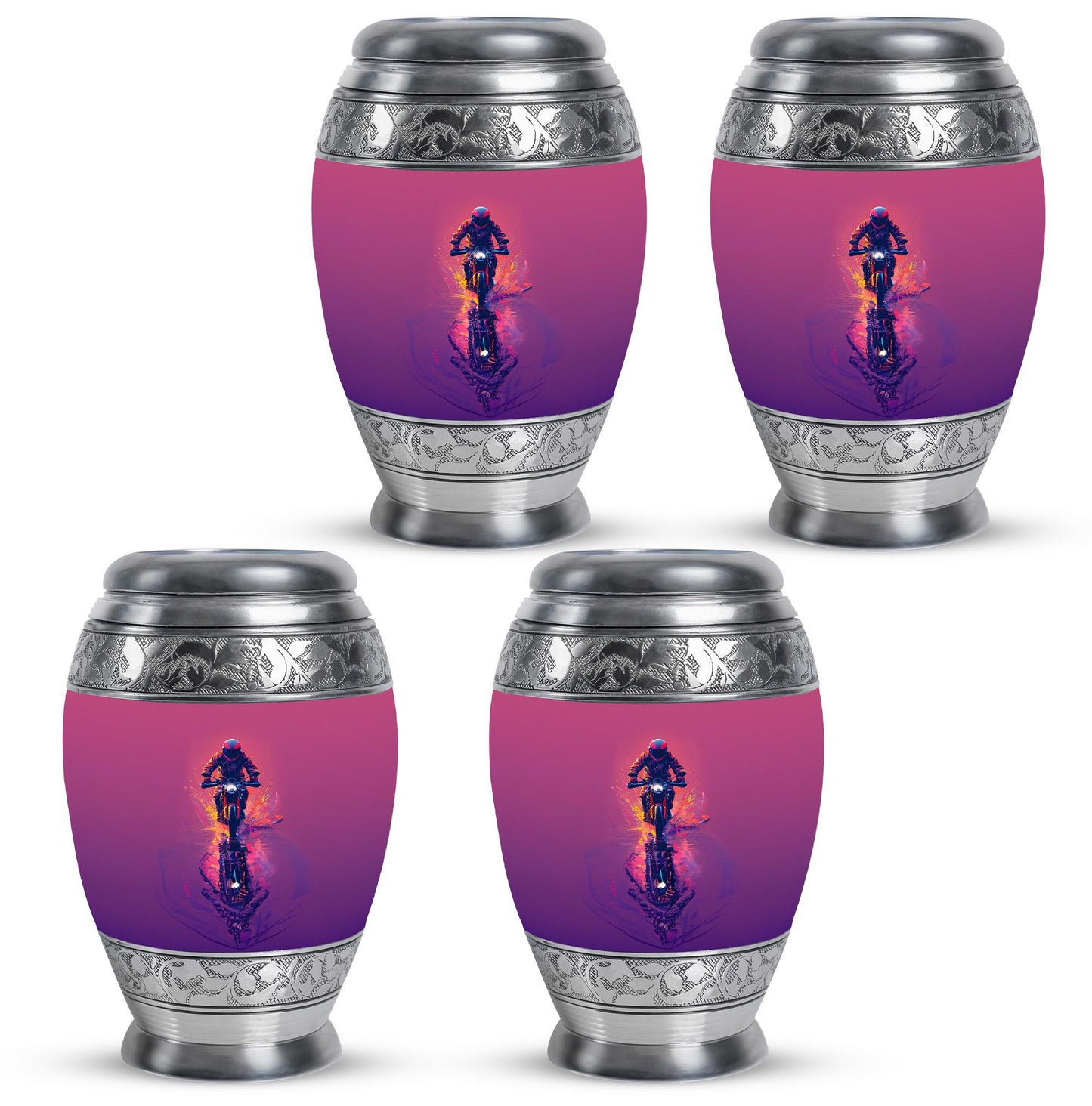 Motorcycle Theme 3 Inch Keepsake Pack of 4
