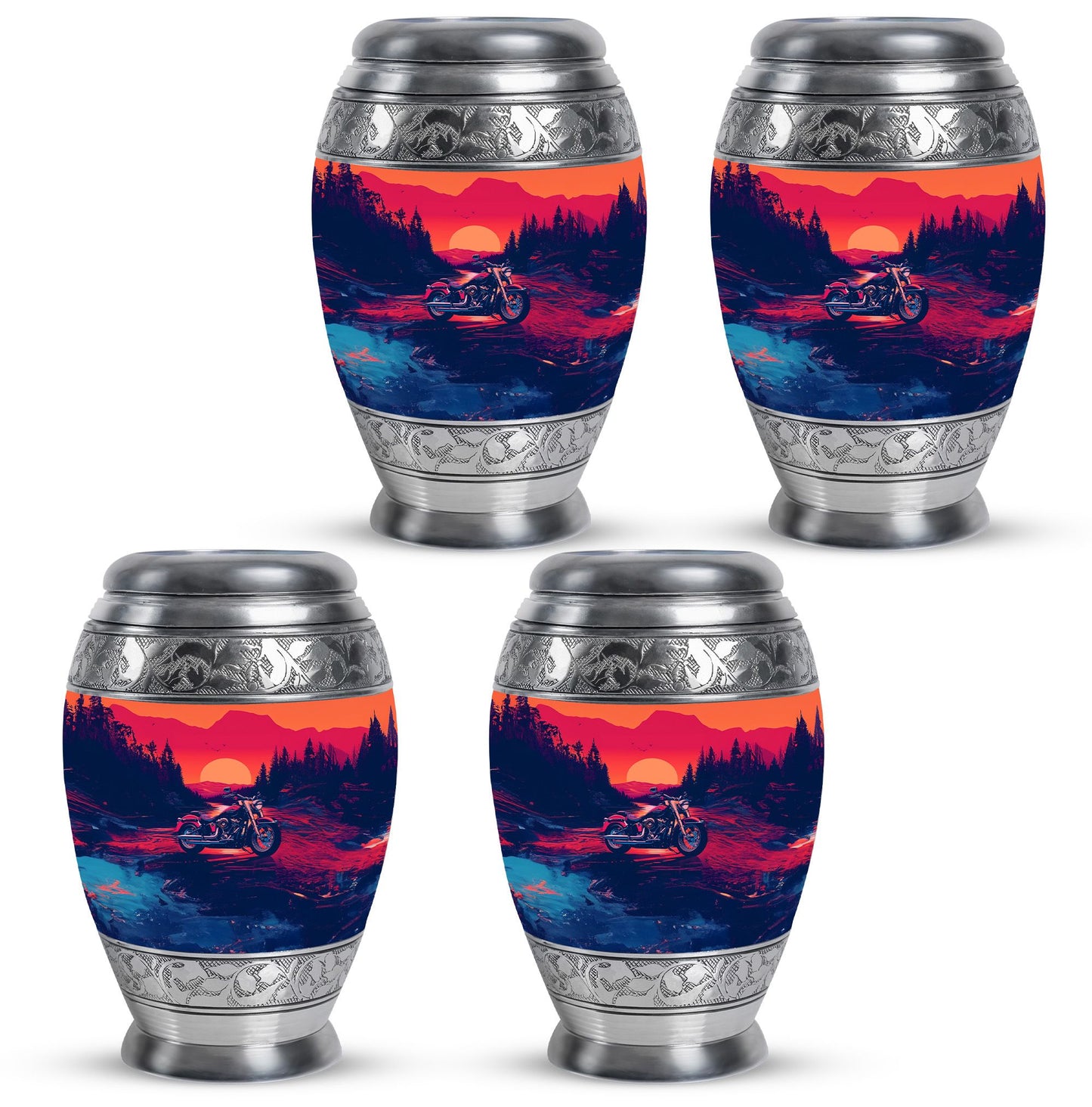 Motorcycle Theme 3 Inch Keepsake Pack of 4