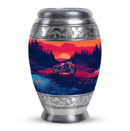 Motorcycle Theme Large Urn 10 Inch