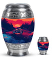 Motorcycle Theme Large Urn With 1 Keepsake Urn