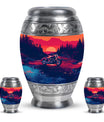 Motorcycle Theme Large Urn With 2 Keepsake Urn