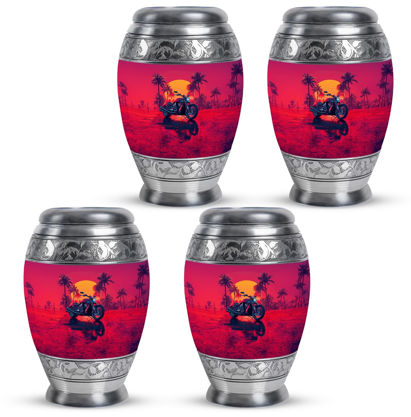 Motorcycle Theme 3 Inch Keepsake Pack of 4