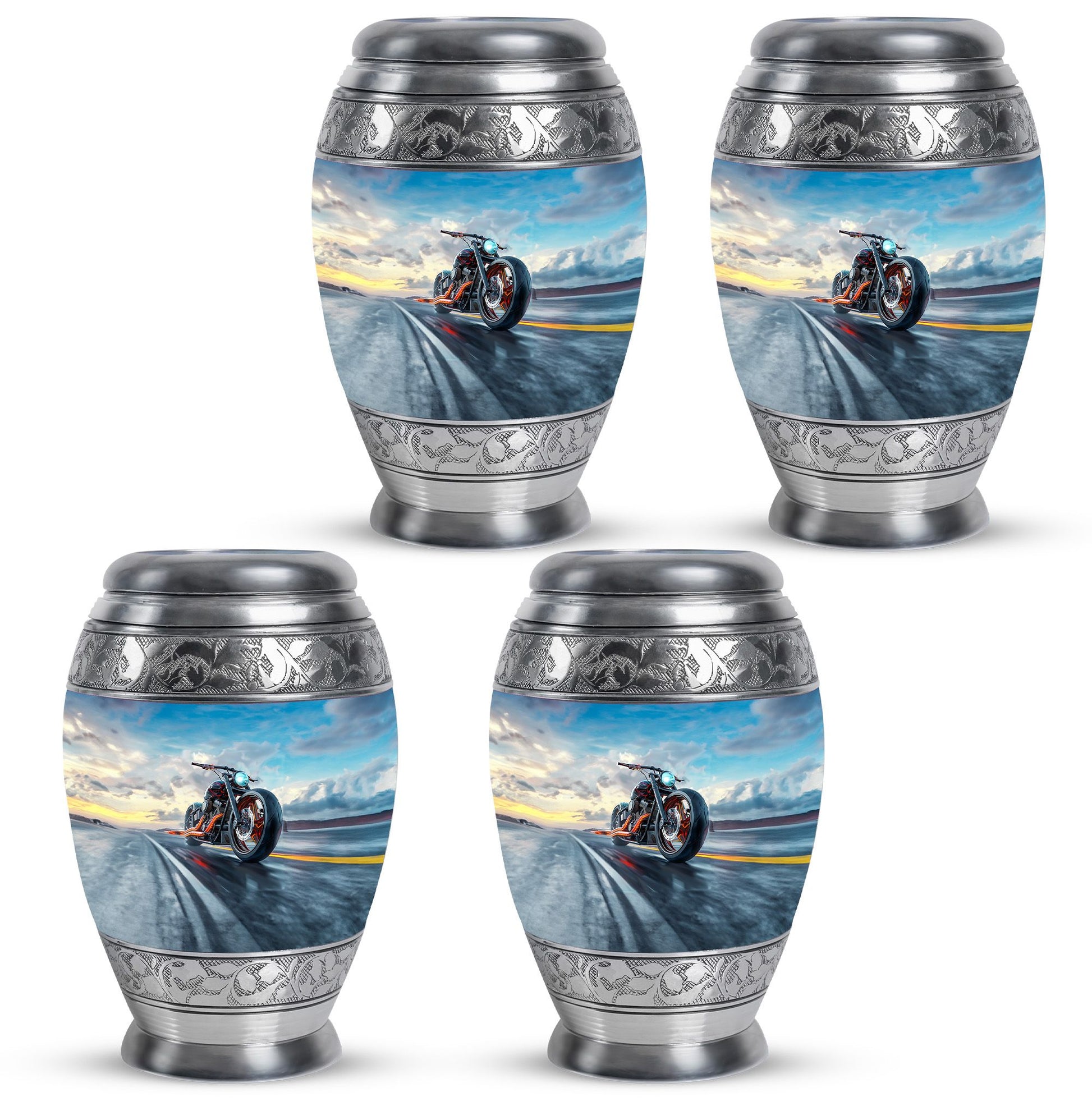 Motorcycle Theme 3 Inch Keepsake Pack of 4