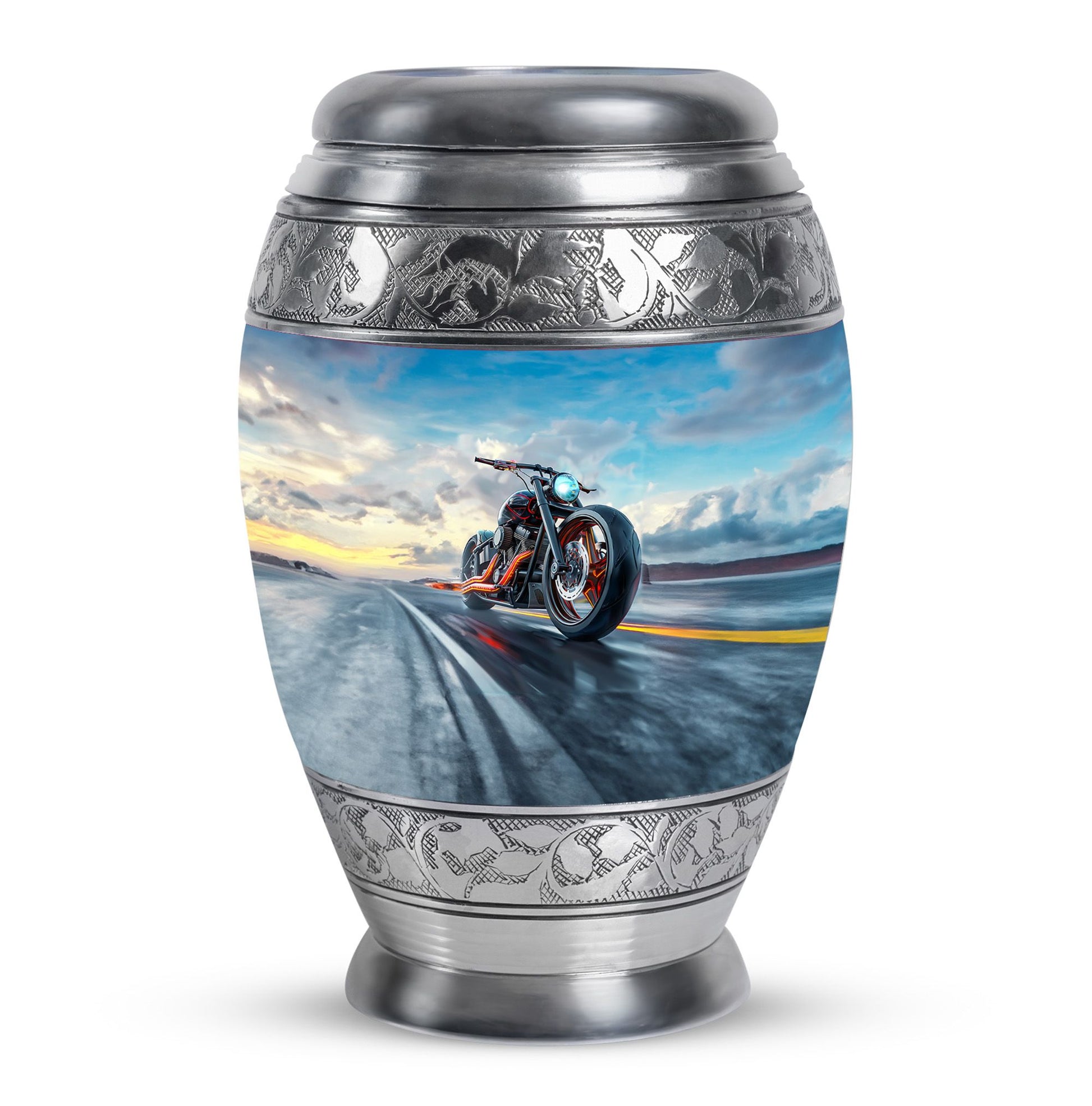 Motorcycle Theme Large Urn 10 Inch