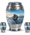 Motorcycle Theme Large Urn With 2 Keepsake Urn