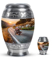 Motorcycle Theme Large Urn With 1 Keepsake Urn