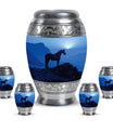 Horse Theme Large Urn With 4 Keepsake Urn