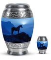 Horse Theme Large Urn With 1 Keepsake Urn