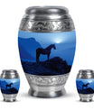 Horse Theme Large Urn With 2 Keepsake Urn