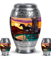 Horse Theme Large Urn With 2 Keepsake Urn