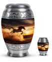 Horse Theme Large Urn With 1 Keepsake Urn