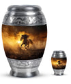 Horse Theme Large Urn With 1 Keepsake Urn