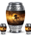 Horse Theme Large Urn With 2 Keepsake Urn