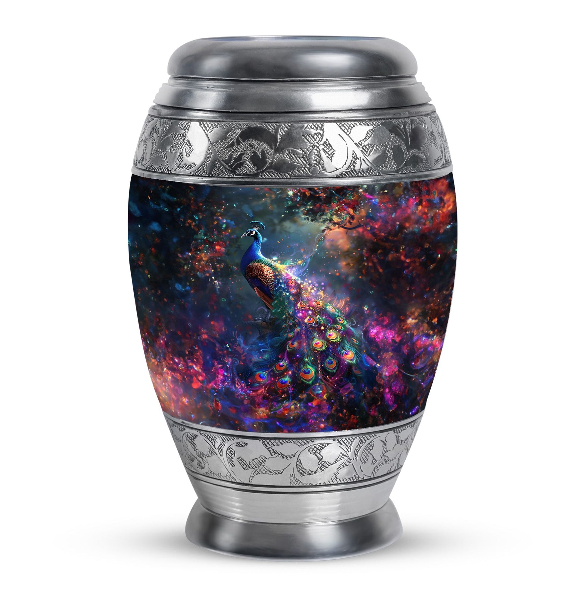 Peacock Theme Large Urn 10 Inch