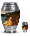 Peacock Theme Large Urn With 1 Keepsake Urn
