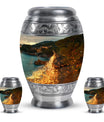 Peacock Theme Large Urn With 2 Keepsake Urn